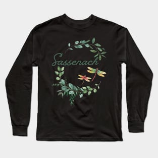 Sassenach Dragonfly Floral Wreath Long Sleeve T-Shirt